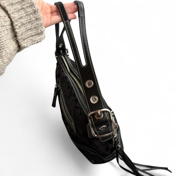 Coach Signature Shoulder Bag Y2K 2000s Black CC 9363 - Picture 3 of 9